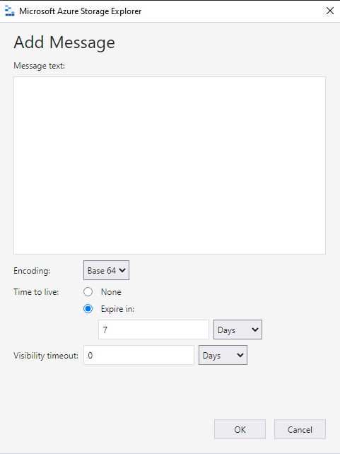 Add message dialogue in Storage Explorer