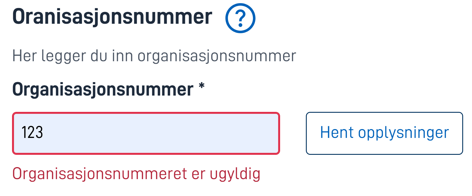 Validation of the input field