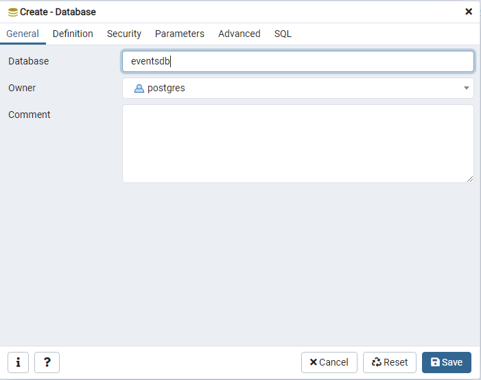 Configure new database