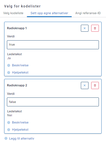 &ldquo;Radioknapper for bekrefte relevant app&rdquo;