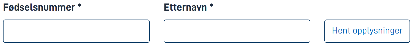 To inndatafelter og en knapp for å hente informasjon