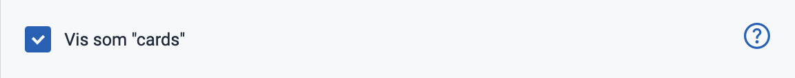 Innstillinger vis som kort